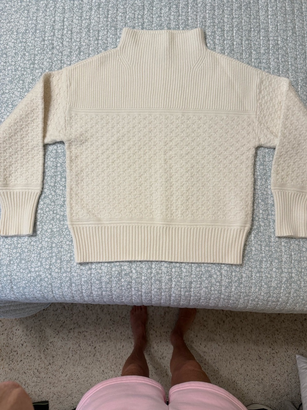 Woman’s Ann Taylor Weekend Collection Cream Knit Mock Neck Sweater